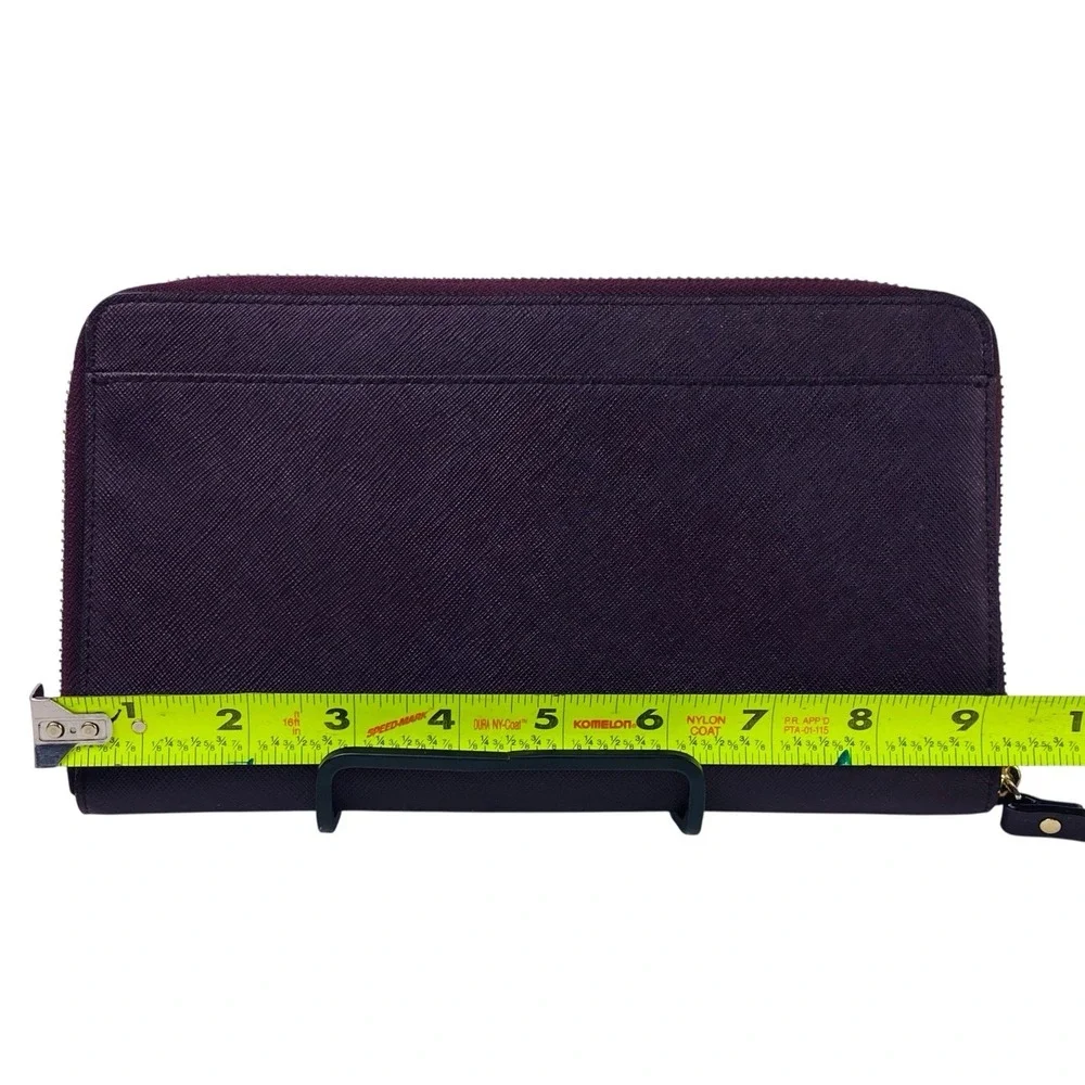 Kate Spade New York Laurel Way Talla Texture Deep Plum Leather Zip AroundWallet